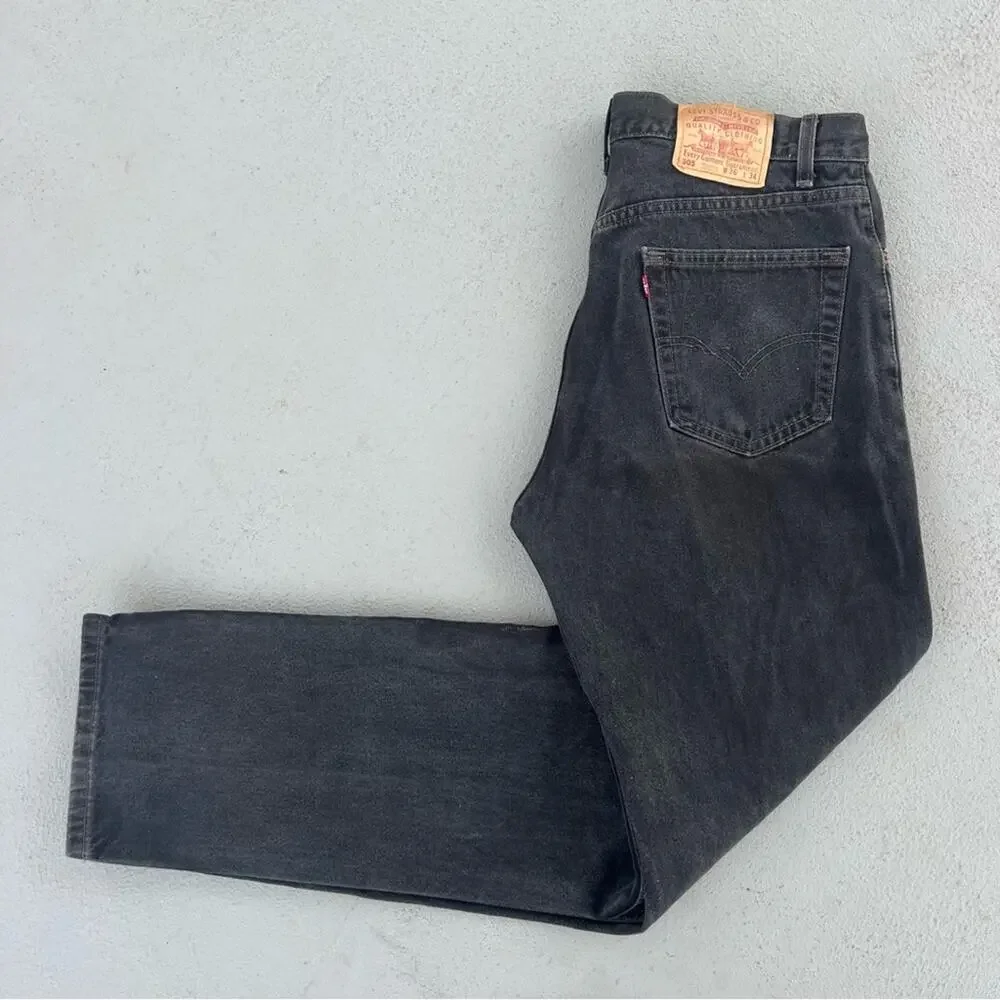 Vintage 90s Levi’s 505 regular fit straight leg jeans black 36x34